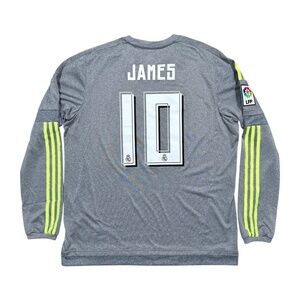 Adidas Real Madrid James Rodriguez 2015 2016 Gray Away Soccer Jersey Mens XL